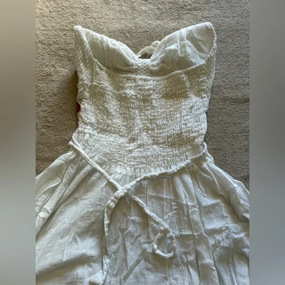 White Halter Dress with Multicolor Floral Embroidery - Picture 6 of 7